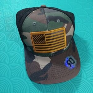 American Flag Snapback Runs Deep Tactical USA Adjustable Hat OSFM Green Camo